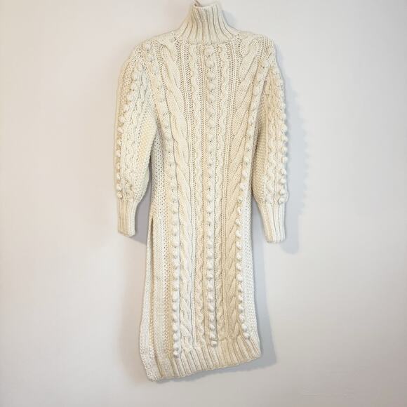 Ulla Johnson Frida Cable Knit Wool Turtleneck Tunic Sweater Cream XS/S - Picture 6 of 15
